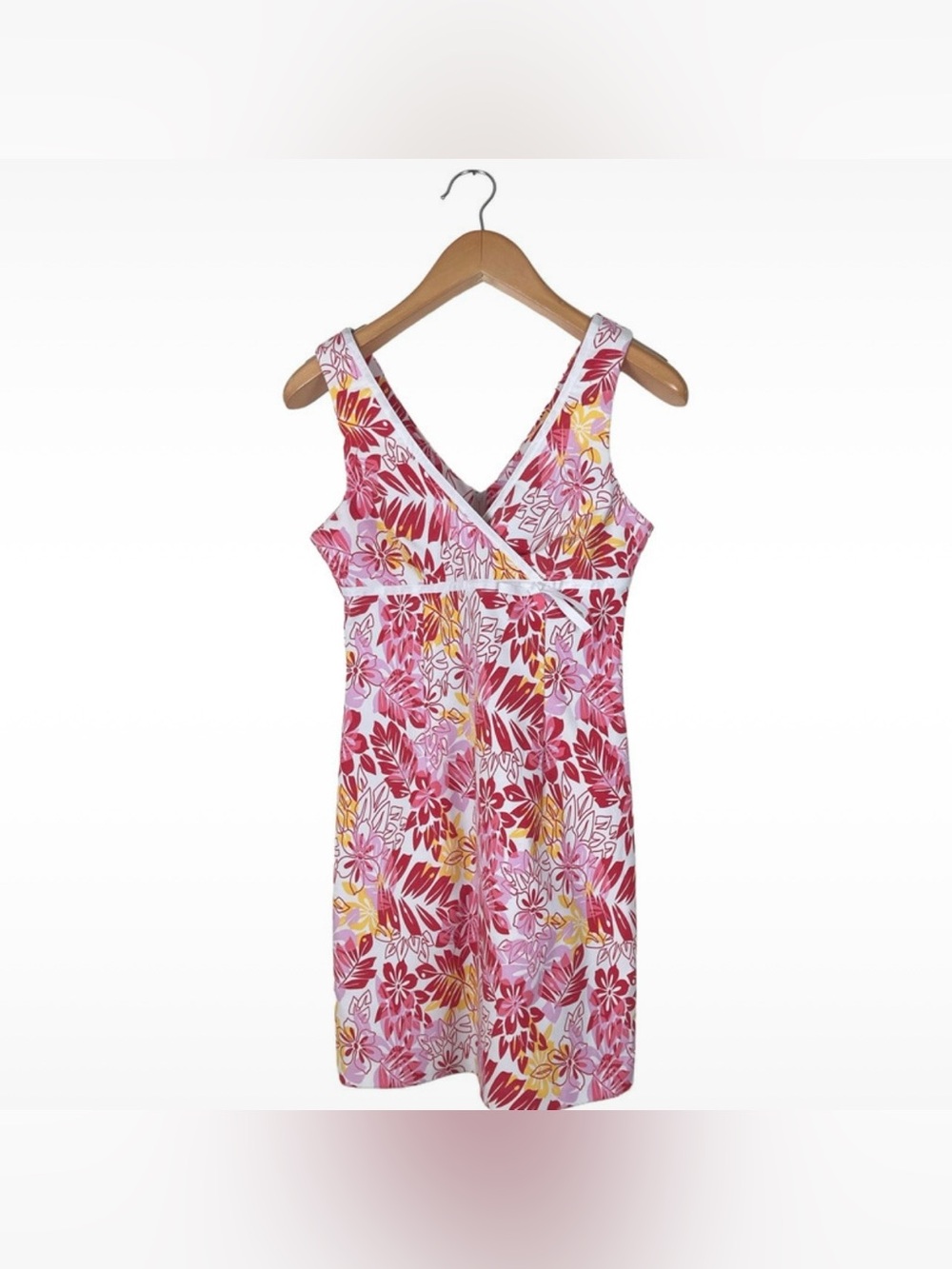 Vintage Y2K City Triangles Tank Dress Tropical Floral Women’s Size 9 Red Yellow
